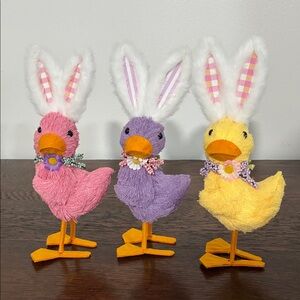 NWT- Set of 3- Precious Easter Bunny Duck Decorations